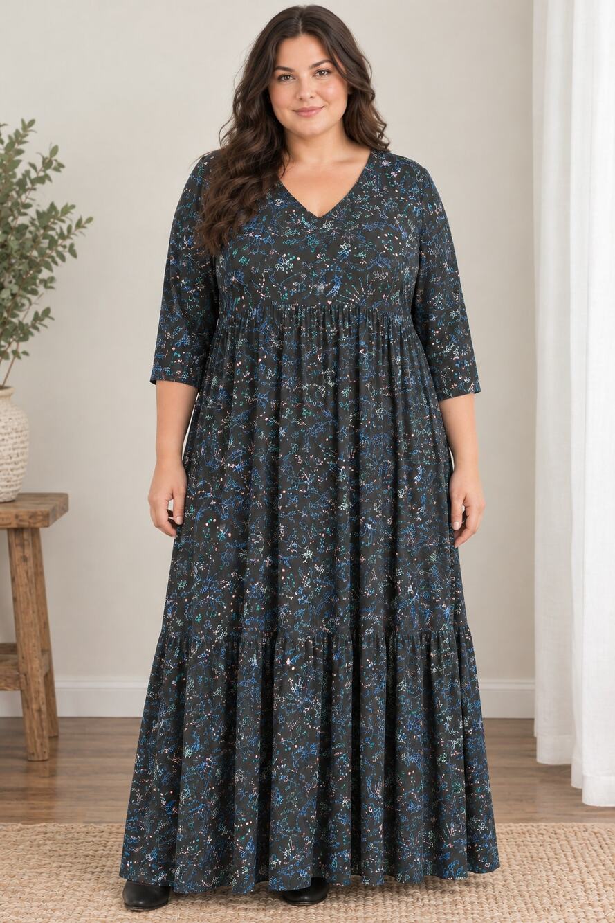 Mutha.Hood - Whimsigoth Fairy Festival Black Constellation Celestial Maxi -XXL